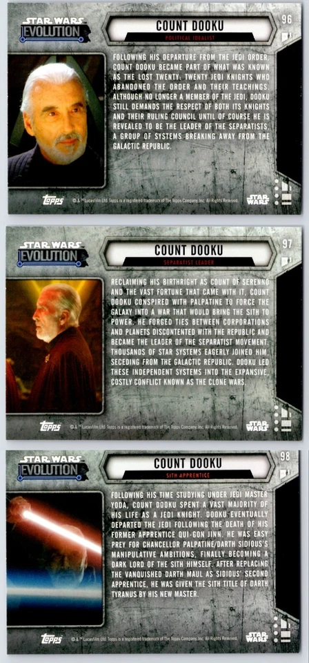 COUNT DOOKU 2016 Star Wars Evolution Foil 96 - 98 - Image 2 of 2