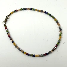 Handmade Ankle Bracelet Anklet Multi Color Faceted Glass Beads Metallic Coating