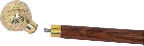 Brass Globe Head Brass Handle Victorian Wooden Walking Stick Cane Ideal Gift - Picture 3 of 8