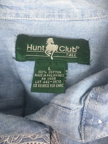 Vintage Hunt Club Damen Hemd mit Knopfleiste Tall Large Western gewebte Paspel blau - Bild 6 von 6