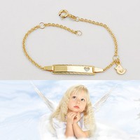 Baby Taufe Herz Ident Armband Mit Ente AnhäNger Und Gravur Name Datum Gold 333