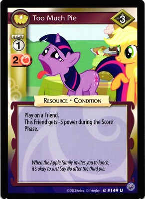 My Little Pony CCG Too Much Pie Uncommon Trading Card