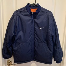VINTAGE Nike Reversible 90s Bomber Jacket Blue Full Zip Large Youth 14-16 READ