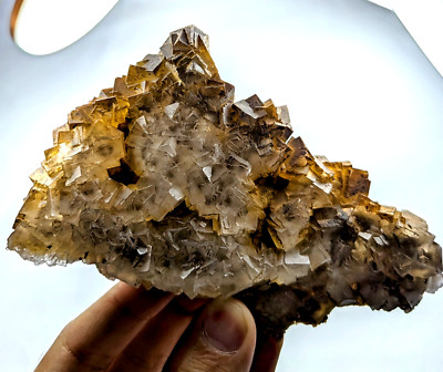 Fluorite Cluster, Grey Color With Cubic Formation Structure, Pakistan, 278 Grams