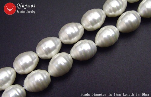 13*16mm Oval White Sea Shell Pearl Beads Jewelry Making DIY Necklace Earring 15" - Picture 7 of 11