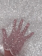 Mesh Lace Fabric with Sequins and Bead Embroidery - 49"-50" Wide- by the Yard