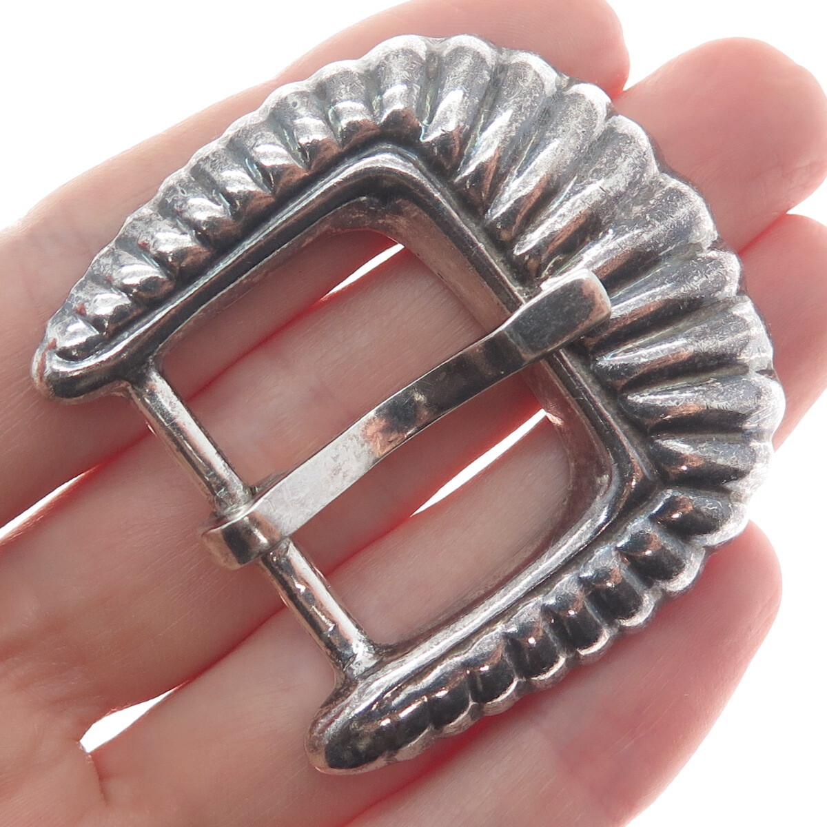 925 Sterling Silver Vintage Mexico Ribbed Oxidized Belt Buckle | eBay