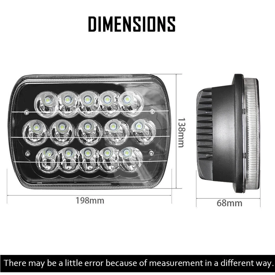 Pair DOT 5x7" 7x6" Black LED Headlights Hi-Lo Beam H4 For Isuzu Pickup 1982-1995 - Imagem 2 de 4