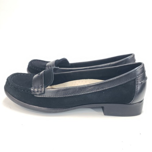 Hush Puppies 8 Women’s Shoe Slip On Loafers Black Suede Leather HWV20214 - Picture 4 of 12