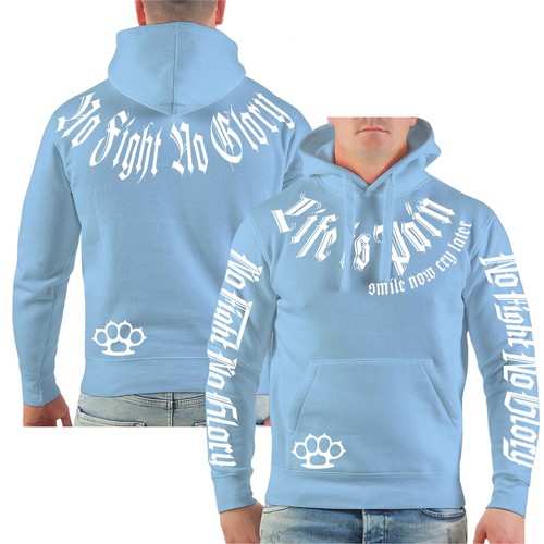 Suéter con capucha para hombre marca Life is Pain Hoody blanco basura smile and fight - Imagen 14 de 19