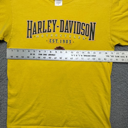 Vintage Harley Davidson T-Shirt Herren M Gelb Yellowstone Bozeman Made In USA - Bild 9 von 9