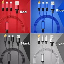 3 in 1 Fast USB Charging Cable For Apple Type-C Micro USB , 4 pack