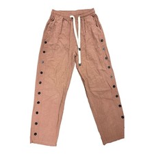 Ladies Lightweight Pants 7/8 Cotton Fabric Wide Pleated Pockets Elastic