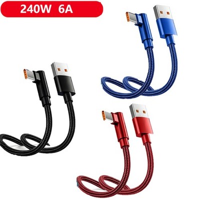 USB A auf Typ C Kurz 0.25m~3m USB C Kabel 90 Grad Winkel Schnellladekabel 240W