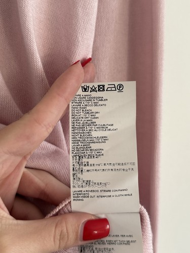Cardigan femme Maison Margiela rose boutonné col V patch coude coton taille M - Photo 9/17