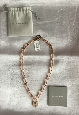 Michael Kors Padlock Kette mit Schloss-Anhänger Roségold-Farbe NEU 