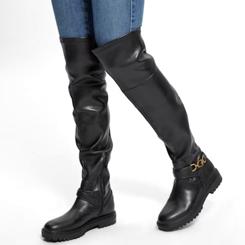 Botas Guess para mujer talla 7,5 sobre la rodilla de montar gwJELLIO detalle de cadena dorada