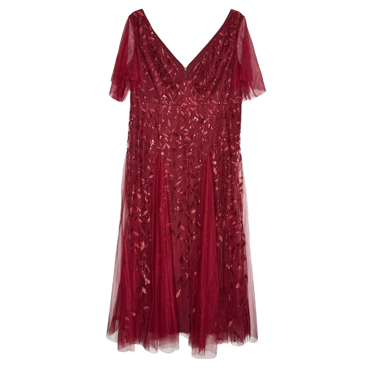 open lace back dress The Helena Long Fitted Sequin Dress with Corset Back Red / L main image 1