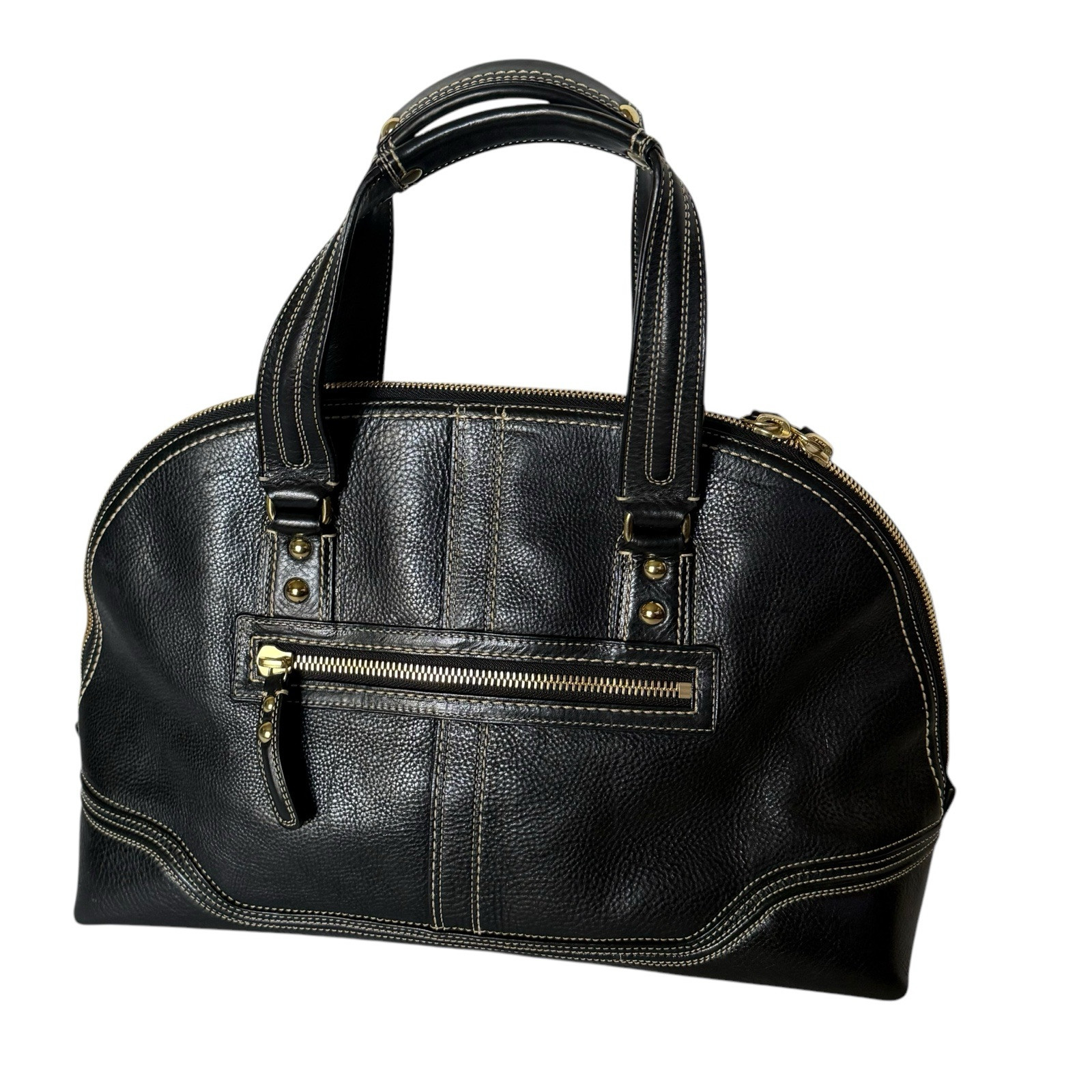 Coach Messenger Hamptons Miranda Black Leather Bag Satchel Purse