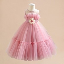 Toddler Girls Princess Lace Dress Bow Party Wedding Flower Girl Dress 2-3Y