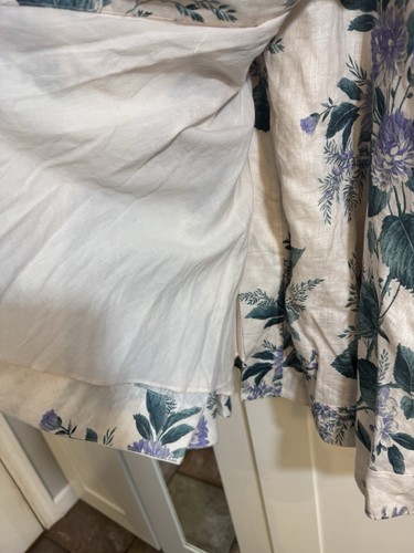 Zimmermann Floral Linen Dress wrap W Bishop sleeves. Coquette Boho Fairy Flirty - Picture 17 of 21