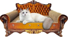 Luxury Cardboard Cat Scratcher Sofa Bed, Couch Shaped X-Large, Brown Crown
