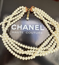 Collana di perle vintage Chanel designer rara gioielli CC collier anni 90