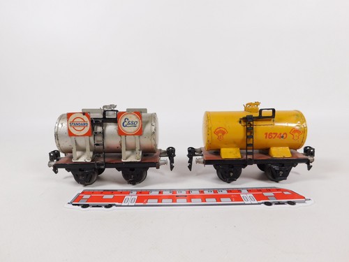 Märklin Spur 0 AC 2x Kesselwagen MÄNGEL 16740 Shell Esso Essolub Blech #EL847-1