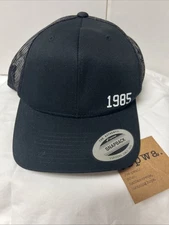 NWT Born Year 1985 Black Authentic Yupoong SnapBack Hat With Mesh