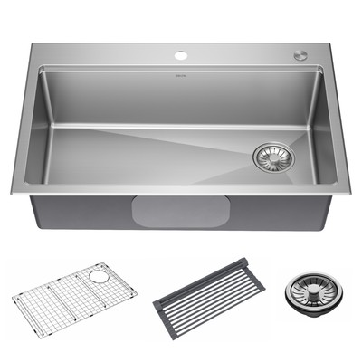 #ad Delta Emery 33quot; Workstation Sink Single Bowl w LedgeKit Certified Refurbished $204.17