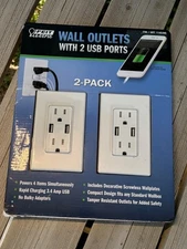 Wall Outlets With 2 USB Ports 2-Pack Tamper Resistant Rapid Charging 3.4 Amp UL