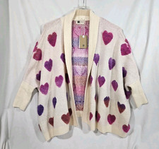 Sweet Love Cape Cardigan ANTHROPOLOGIE Boucle Heart Knit Kimono Sweater Purple