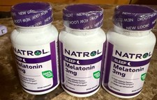 3 Bottles Natrol Melatonin 3 Mg Sleep Aid 100 Drug-Free NEW 180 Tablets Total