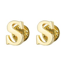 2 Pcs Gold Letter S Lapel Pin Initial Alphabet Lapel Collar Pins for Shirt Dress