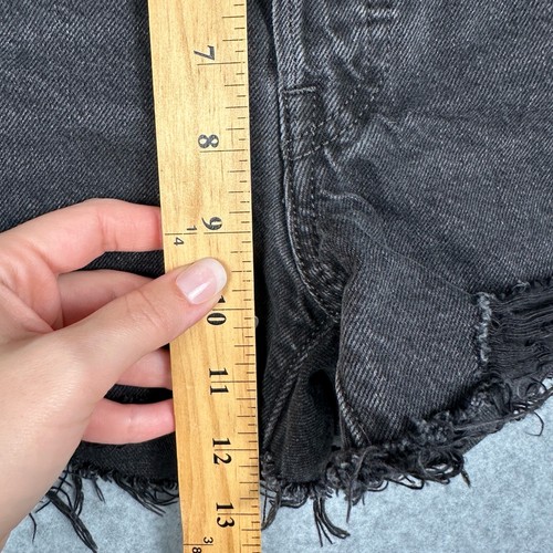 Levis Premium 501 Cut Off Shorts Womens 28 High Rise Black Distressed Button Fly - Picture 4 of 12