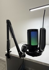 FIFINE Gaming PC USB Microphone Podcast Condenser Mic with Boom Arm Pop Fil