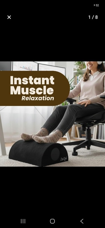 ZaQei Under Desk Footrest Memory Foam w/ Massage Roller Ergonomic Office Blk NEW