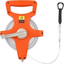 EXTRA LONG 50M MEASURING TAPE MEASURE HEAVY DUTY OPEN REEL FIBREGLASS SURVEYORS
