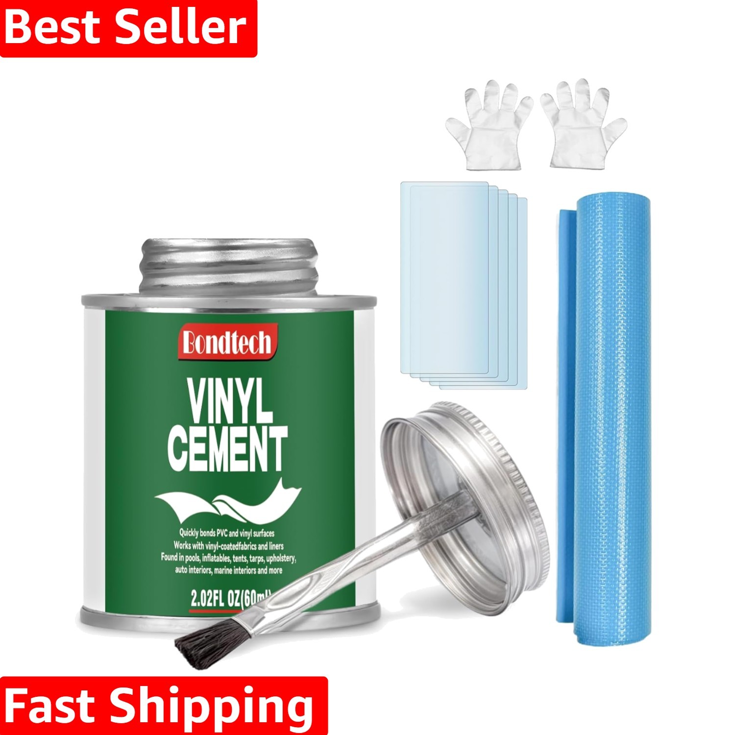 Pegamento de vinilo de 2,02 OZ - Cemento impermeable de secado rápido para PVC, revestimientos de piscinas y más