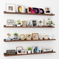 Picture Ledge Shelf  48 Inch Walnut Floating Shelves Set of 4  Rustic Wood ...