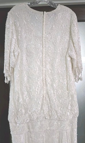 Laurence Kazar Evening Cocktail Wedding Flapper Style Lace Beads Sequins Size XL - Picture 8 of 20