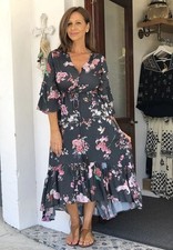 Lula Soul Osaka Tie Dress Size S Japanese Inspired Ruby Yaya Boho Flowy RRP $149