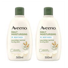 Image of Aveeno Daily Moisturising Body Wash 500ml Soap-Free Vegan Sensitive Skin 2X500ml