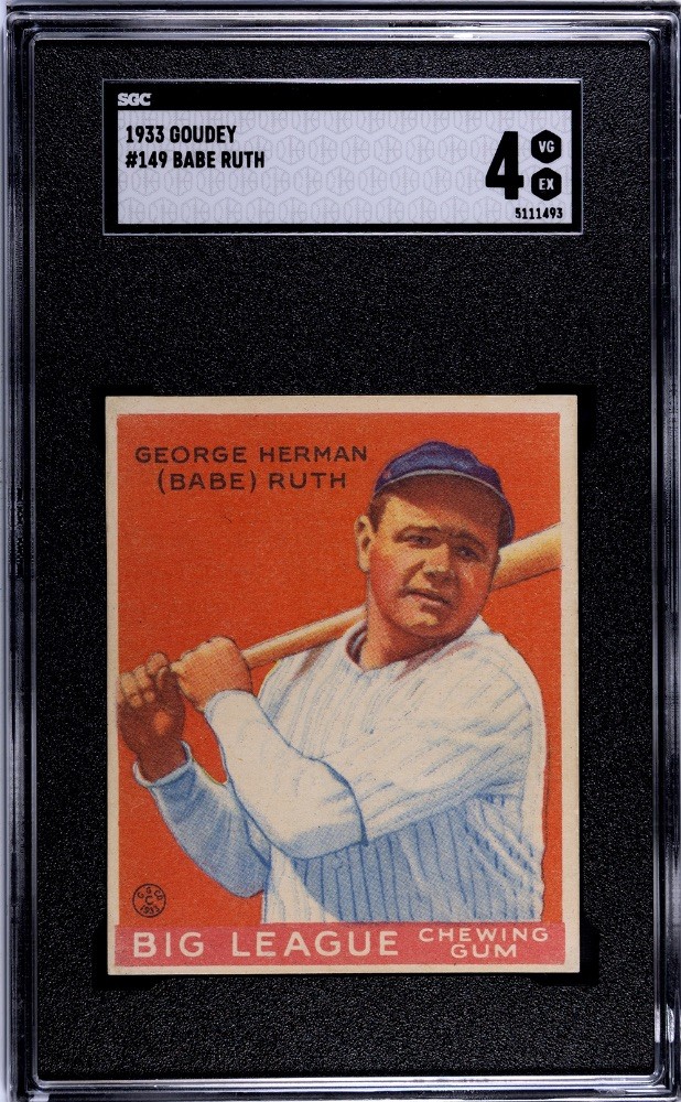 1933 Goudey #149 Babe Ruth SGC 4 VG-EX perfect coloring no dents or scratches view 1