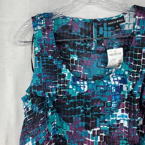NUEVO CON ETIQUETAS Moda Bug Top Mujer Mediana Multicolor Sin Mangas Volantes Blusa - Imagen 5 de 14