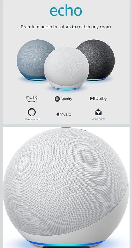 Amazon Echo 4th Gen - Smart Home Hub with Alexa - Glacier - Image 3 of 4