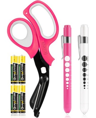 3 Pack Pen light & Medical Scissors-One Pantented Trauma Scissor Two LED Penl...