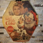 Vintage Coca-Cola Christmas Santa Cardboard Litho Sign 12x12 Things Go Better