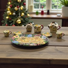 Gingerbread House Miniature Tea Set 8 Pc Christmas Gingerbread Dollhouse Decor