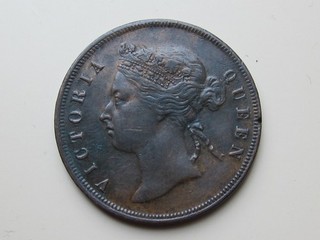 1877 Straits Settlement One Cent seltene und schöne Erhaltung